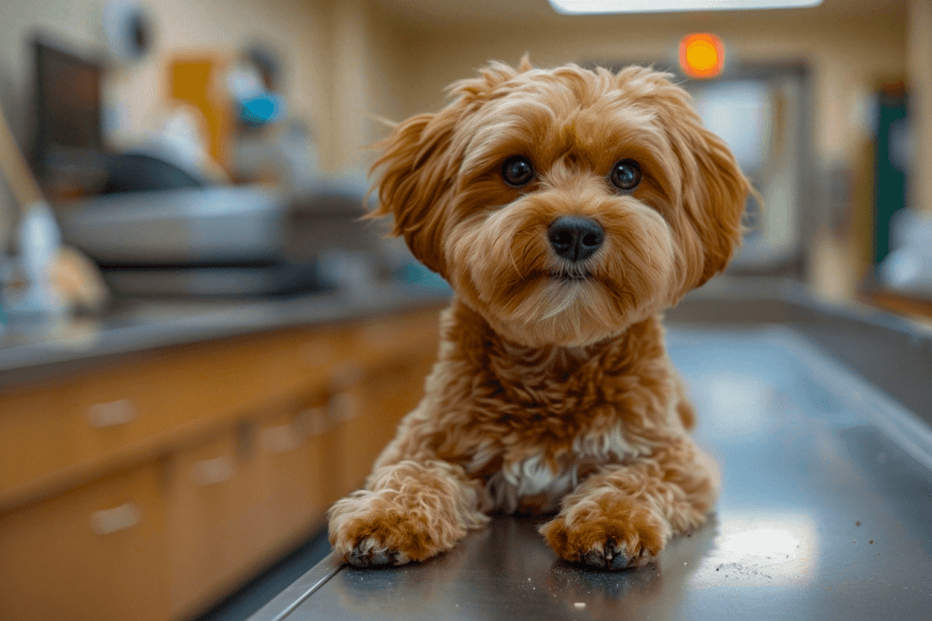 poodle being groomed